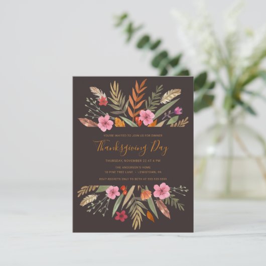 THANKSGIVING DÎNER INVITATION BOTANICAL FALL FOLIA (Debout devant)