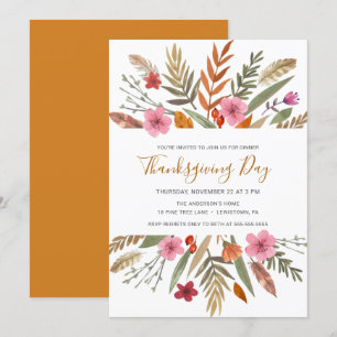Thanksgiving DINER INVITE WATERVERF HERFST FOLIAGE Kaart