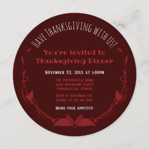 Thanksgiving Diner Lachend Rood Fluwelen Taart Kaart