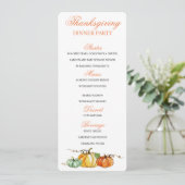 Thanksgiving Diner menu pompoenen kaart (Staand voorkant)
