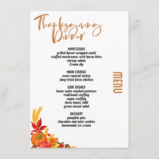 Thanksgiving dîner menu style 06.retro fall (Devant)