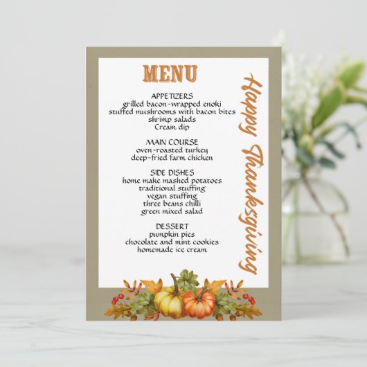 Thanksgiving dîner menu style 08.retro fall (Debout devant)