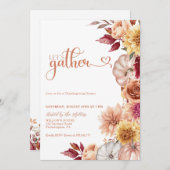 Thanksgiving Diner Nodig Pompoenen en bloemetjes u Kaart (Voorkant / Achterkant)