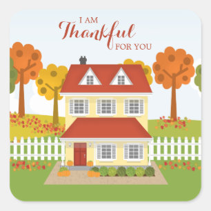 Thanksgiving Diner Open Huis Vierkante Sticker