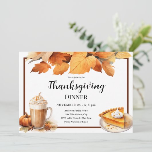 Thanksgiving Diner pie Horizontale Invitation (Debout devant)