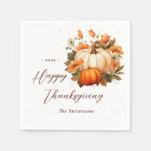 Thanksgiving Diner Pompoen Bloemen Script Rustiek Servet (Voorkant)