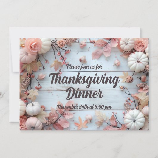 Thanksgiving Diner Pompoen Uitnodiging (Voorkant)