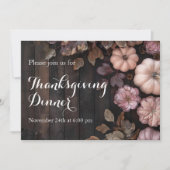 Thanksgiving Diner Pompoen Uitnodiging Rustiek (Voorkant)