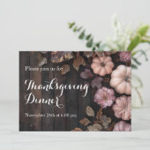 Thanksgiving Diner Pompoen Uitnodiging Rustiek (Staand voorkant)
