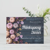 Thanksgiving Diner Pompoen Uitnodiging Rustiek (Staand voorkant)