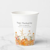 Thanksgiving Diner Pompoen Wildflower Modern Papieren Bekers (Voorkant)