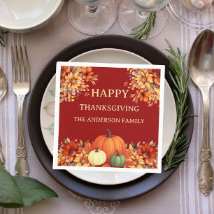Thanksgiving Diner Pompoenbloemen Terracotta Servet
