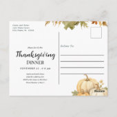 Thanksgiving Diner Pompoenoogst Briefkaart (Achterkant)