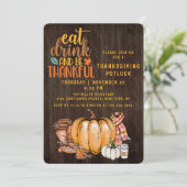 Thanksgiving Diner Potluck Moderne Herfst Waterver Kaart (Staand voorkant)