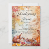 Thanksgiving Diner Tafel en Herfst Motieven Kaart (Voorkant)