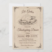 Thanksgiving Diner Turkije Rustieke  Herfst Kaart (Voorkant)