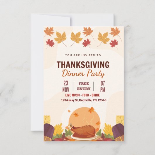 Thanksgiving diner Uitnodiging sjabloon (bewerkbaa (Voorkant)