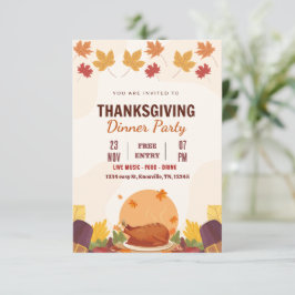 Thanksgiving diner Uitnodiging sjabloon (bewerkbaa