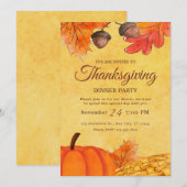 Thanksgiving Diner Uitnodiging, Vakantie Party Kaart (Voorkant / Achterkant)