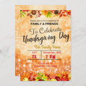 Thanksgiving Diner uitnodigingen sjabloon bewerkba (Voorkant / Achterkant)