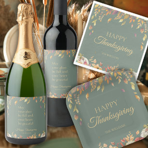 Thanksgiving Diner Waterverf Herfst Sage Servet