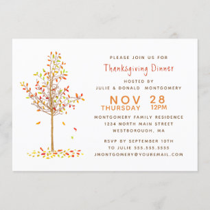Thanksgiving Diner Waterverf Herfstboombladeren Kaart