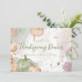 Thanksgiving Diner Waterverf Pompoen Uitnodiging (Staand voorkant)