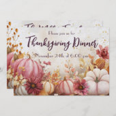 Thanksgiving Diner Waterverf Pompoenen Uitnodiging (Voorkant / Achterkant)
