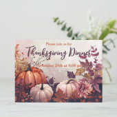 Thanksgiving Diner Waterverf Pompoenen Uitnodiging (Staand voorkant)