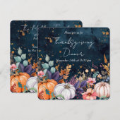 Thanksgiving Diner Waterverf Pompoenen Uitnodiging (Voorkant / Achterkant)