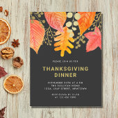 Thanksgiving Diner Zwart Uitnodiging Briefkaart