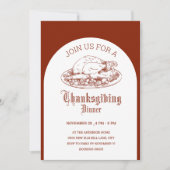 Thanksgiving dinerfeest wit& bruin minimaal kaart (Voorkant)