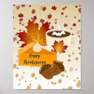 Thanksgiving-dinerkeuken Pompoentaart Heet cocoa Poster