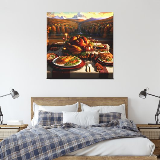 Thanksgiving Dinertafel Herfstlandschap Canvas Afdruk (Insitu (Slaapkamer))