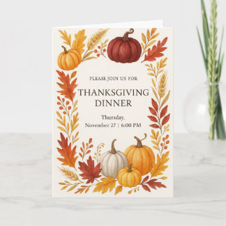 Thanksgiving-dineruitnodiging Aquarel Pompoenen Kaart