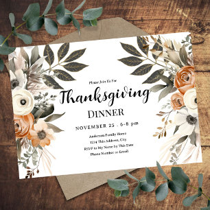 Thanksgiving Dinner Bloemstuk Horizontale Uitnodig Kaart