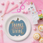 Thanksgiving Dinner Blue Pumpkin Papieren Bordje (Feest)
