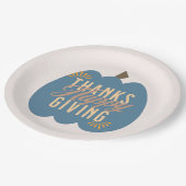 Thanksgiving Dinner Blue Pumpkin Papieren Bordje (Gekanteld)