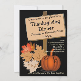 THANKSGIVING DINNER Fun Pumpkin Leaves Kaart