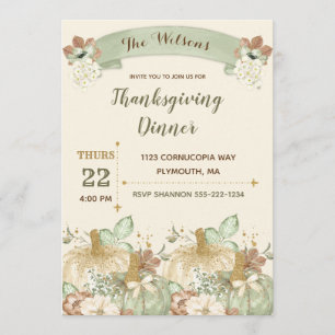 Thanksgiving Dinner Groen Ivoor Bruin Goud Kaart