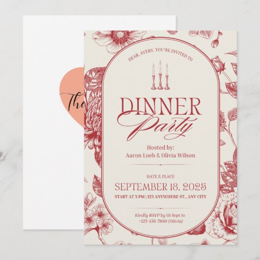 Thanksgiving Dinner Invitation  (Devant / Derrière)