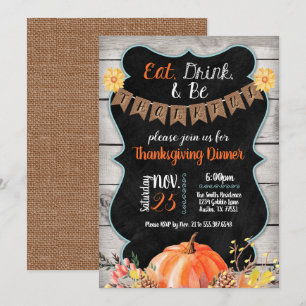 Thanksgiving Dinner Invitation Burlap Chalkboard Kaart
