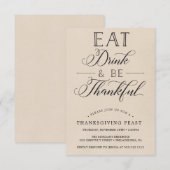 Thanksgiving Dinner Invitation - Eten, Drinken Kaart (Voorkant / Achterkant)