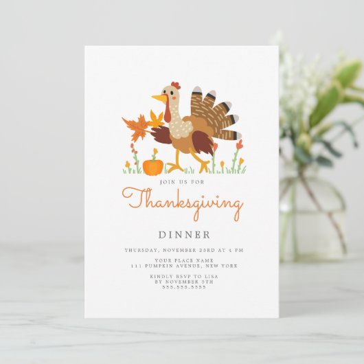 Thanksgiving Dinner Invitation Flat Card Feestdagenkaart (Staand voorkant)