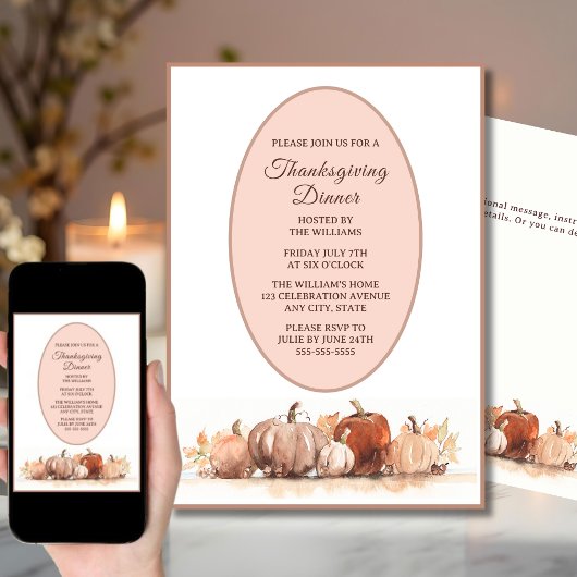 Thanksgiving Dinner Invitation Herfst Pompoenen Kaart