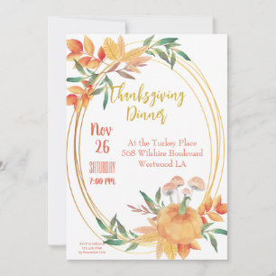 Thanksgiving Dinner Invitation Sjabloon Kaart