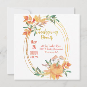 Thanksgiving Dinner Invitation Sjabloon Kaart