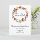 Thanksgiving Dinner Invitation Thankful Wreath Kaart (Staand voorkant)