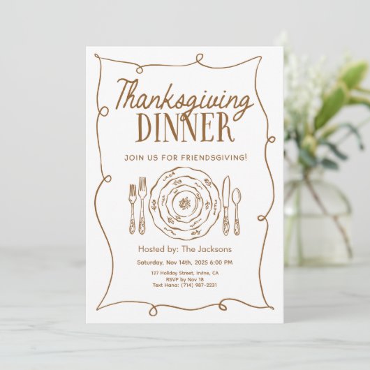 Thanksgiving Dinner Invitation Vintage (Debout devant)