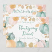 Thanksgiving Dinner Invitation Waterverf Pompoen Kaart (Voorkant / Achterkant)